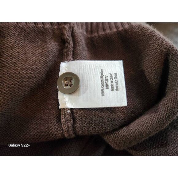 C30 St John's Bay brown button-up short-sleeved sweater cardigan - Picture 6 of 8